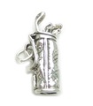 Set of golf clubs in a golfbag sterling silver charm .925 x 1 Golfing