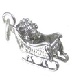 Santas Sleigh Sterling Silber Charm .925 x 1 Santa Weihnachtsanhänger