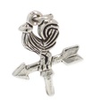 Wetterfahne Sterling Silber Charm .925 x 1 Hahnfahnen Charms