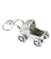 Charm de plata de ley para cochecito .925 x 1 Cochecito de bebé para bebés Cochecito