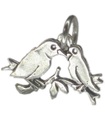 Love Birds seduto sul ramo charm in argento sterling .925 x 1 Lovebird