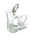 Charm pequeño de plata de ley con besos de osos .925 x 1 Charms de osos amorosos