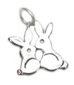 Kaninchen küssen Sterling Silber Charm .925 x 1 Liebeszauber