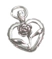 Heart - Rose sterling silver charm pendant .925 x 1 Hearts Roses Love