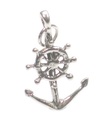 Anchor and Ships Wheel sterling zilveren bedel .925 x 1 Sailing