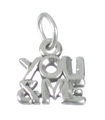 You and Me sterling silver small charm .925 x 1 Love Together charms