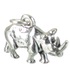 Rhinoceros Sterling Silber Charm .925 x 1 Rhino Rhinos Rinos Charms