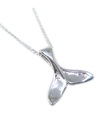 Whale Tail sterling silver pendant on 16 inch fine chain necklace