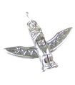 Ciondolo in argento sterling con motivo Totem Pole di uccello Alaskan .925 x 1 ciondoli 2D