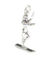 Breloque en argent sterling de skieur nautique .925 x 1