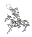 Capo dei nativi americani a cavallo ciondolo in argento sterling .925 x1 indiano