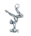 Ciondolo in argento sterling ginnasta su trave .925 x 1 Ciondoli per ginnastica