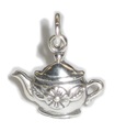 Teekanne 2D Sterling Silber Charm .925 x 1 Teekanne Charms