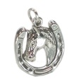 Horse head in Horseshoe sterling silver charm .925 x 1 Horses charms