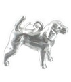 Charm de perro llano de plata esterlina Spaniel .925 x 1 Charms de perros Spaniel