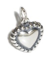 Beaded Love Heart 2D Sterling Silber Charm .925 x1 Liebende Herzen Charms