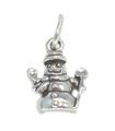 Schneemann TINY 2D Sterling Silber Charm .925 x 1 Schneemann Weihnachtsanhänger