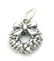 Couronne de Noël breloque en argent sterling .925 x 1 breloques de guirlandes de Noël