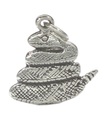 Klapperschlange 2D Sterling Silber Charm .925 x 1 Schlangen und Klapperschlangen