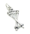 Crossed Ski Poles Walking sterling silver charm .925 x1 Walkers Skiiers