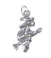 Hexe auf Besen Sterling Silber Charm .925 x 1 Hexen Charms