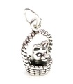 Chaton dans le panier breloque en argent sterling .925 x 1 Breloques chatons mignons