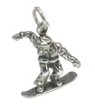 Snowboarder Boarding Sterling Silber Charm .925 x 1 Snowboarder Charms