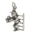 Fire Fighter on ladder with cat sterling silver charm .925 x 1 Rescues