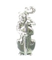 Homme jouant debout breloque en argent sterling contrebasse .925 x 1 breloques musicales