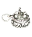 Gâteau d'anniversaire avec 3 bougies breloque en argent sterling .925 x 1 Anniversaires