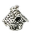 Bird House charm i sterling silver .925 x 1 Birdbox Birds berlocker