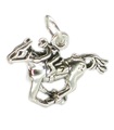 Breloque cheval et jockey en argent sterling .925 x 1 Breloques de courses de chevaux