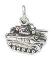 Charm de plata esterlina para tanque .925 x 1 Tanques de batalla y vehículos de guerra