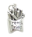 Breloques frites frites en argent sterling .925 x 1 breloques alimentaires chips