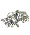 Charm de plata de ley Cerdo y Lechón 2D .925 x1 Colgantes Cerdos Cerda Lechones