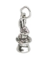 Lapin dans un charme en argent sterling de chapeau magique .925 x 1 Lapins dans des chapeaux