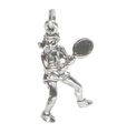 Charm de plata esterlina femenina jugadora de tenis .925 x 1 Charms deportivos