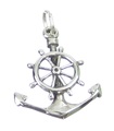 Charm Ancla con Rueda de Barcos en plata de ley .925 x 1 Charms Anclas