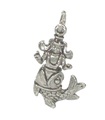 Hindu Gott Sterling Silber Charm Fischgott im Mund .925 x 1 Heilige Charms