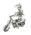 Älg på motorcykel sterling silver charm .925 x 1 Motorcykel charm