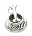 Dog Bowl and Bone sterling silver charm .925 x 1 Doggy Bowls charms