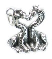 Giraff Kissing charm i sterling silver .925 x1 Giraffe Kiss Love charm