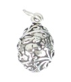 Easter Egg sterling silver 2D charm .925 x 1 eggs charms