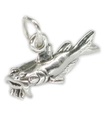 Charm de plata esterlina de bagre .925 x 1 Charms de pez gato y pez