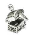 Piraten Schatztruhe Öffnung Sterling Silber Charm .925 x 1 Truhen