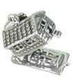 Blockhütten-Öffnung Sterling Silber Charm .925 x 1 Hütten Charms