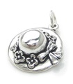 Damen Hut Sterling Silber Charm .925 x 1 Ladys Hats Charms