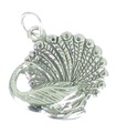 Breloque paon en argent sterling .925 x 1 Pendentifs breloques paons