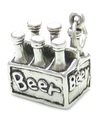 Bière Lager Six Pack breloque en argent sterling .925 x 1 Breloques à boire