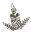 Distel 3D Sterling Silber Charm .925 x 1 Blumen und Distel Charms